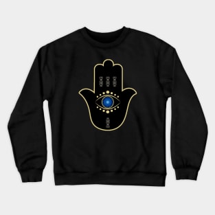 Blue Evil Eye Matiasma Talisman Hamsa Hand Crewneck Sweatshirt